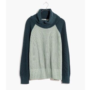 Madewell Cotton Merino Yarn Colorblock Eastbrook Turtleneck Cross-Back Sweater